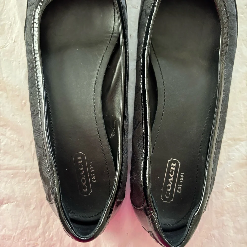 NWOT Coach true Black signature canvas patent leather Ballet Flats SZ 8 - Picture 11 of 13